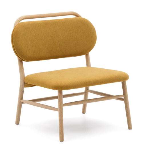 Kave Home Fauteuil Helda Chenille en eikenhout - Mosterdgeel