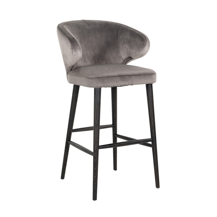 Richmond Barstoel Indigo Velvet - Stone (zithoogte 78cm)