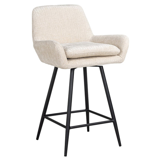 Richmond Draaibare Barstoel Linsey Chenille - Beige (zithoogte 68cm) - ThatLyfeStyle