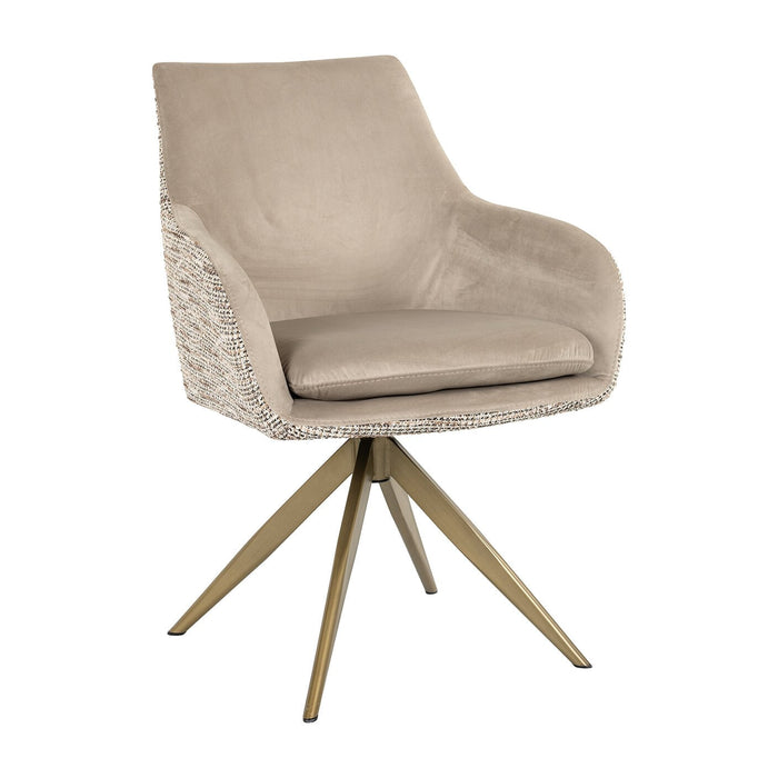 Richmond Draaibare Eetkamerstoel Lisonne Velvet en Trendy stof - Khaki/Naturel