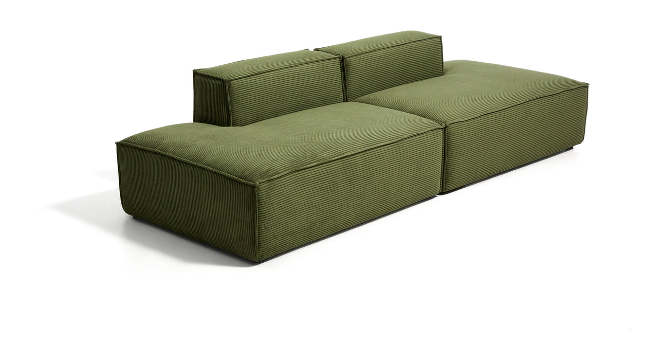 Kave Home 3-zits Bank Blok 290cm, Rib - Donkergroen