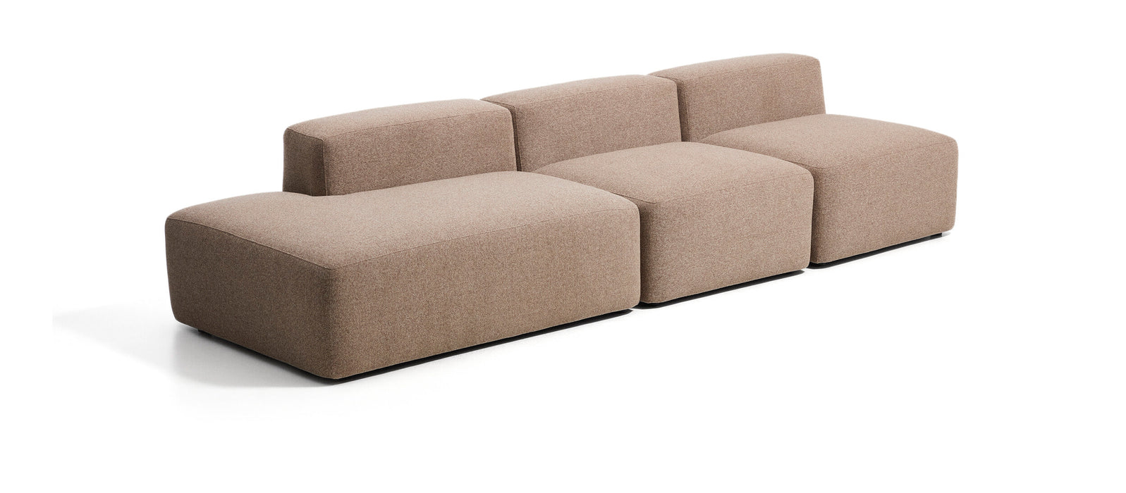 Kave Home 3-zits Bank Blok met linkereindstuk 325cm, Chenille - Bruin