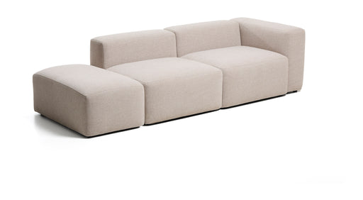 Kave Home 3-zits Bank Blok met armleuning en poefeindstuk 270cm, Chenille - Beige