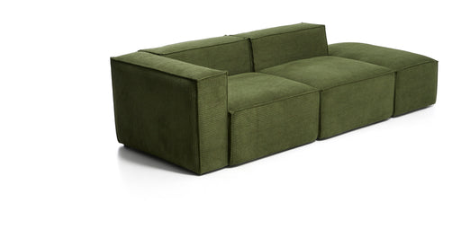 Kave Home 3-zits Bank Blok met linkerarmleuning en poefeindstuk, 270cm, Rib - Donkergroen