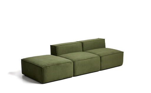 Kave Home 3-zits Bank Blok Met poefeindstuk 270cm, Rib - Donkergroen