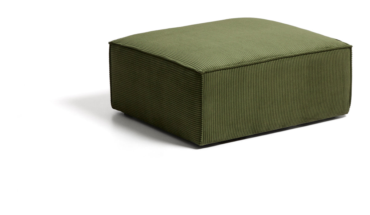Kave Home Poef Blok Rib, 90 x 104 cm - Donkergroen