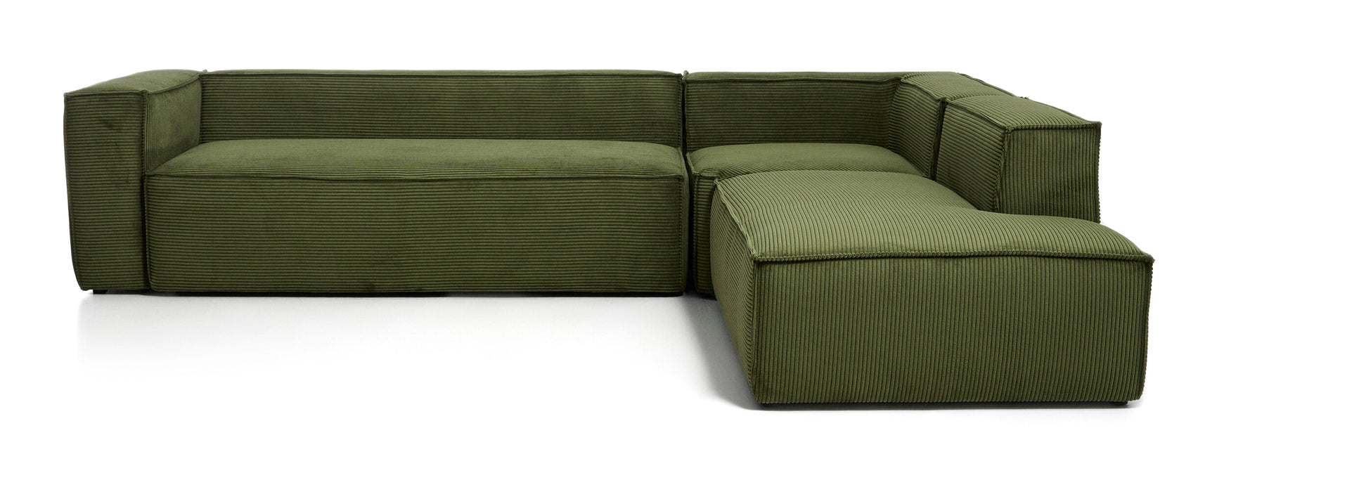 Kave Home 5-zits Hoekbank Blok Eindmodule rechts, 320cm, Rib - Donkergroen