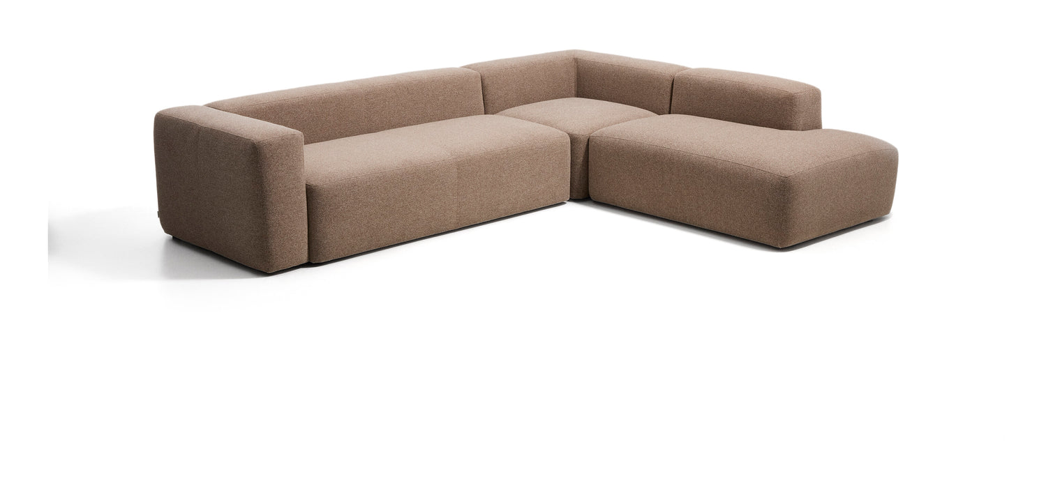 Kave Home 5-zits Hoekbank Blok 255cm, Chenille - Bruin