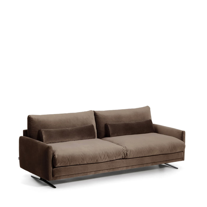Kave Home 3-zits Bank Veliro 240cm, Velvet - Chocoladebruin