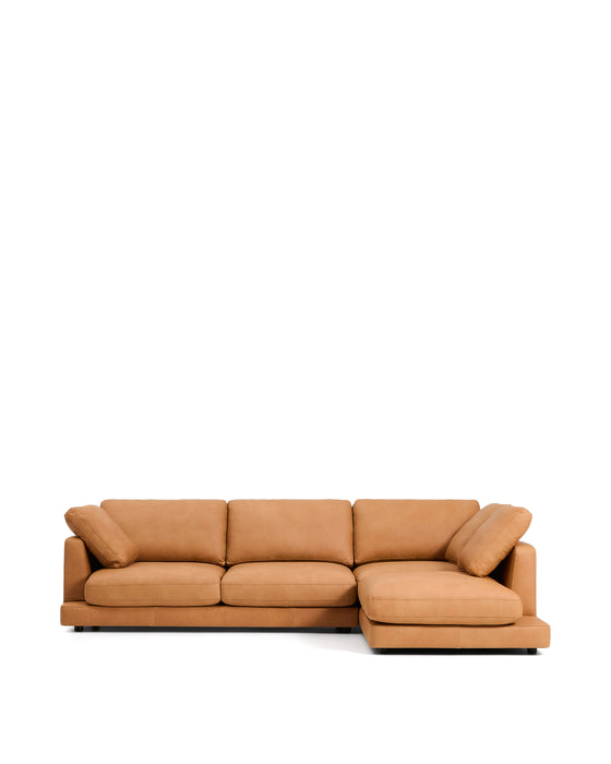 Kave Home 4-zits Loungebank Gala Rechts, Leder - Bruin