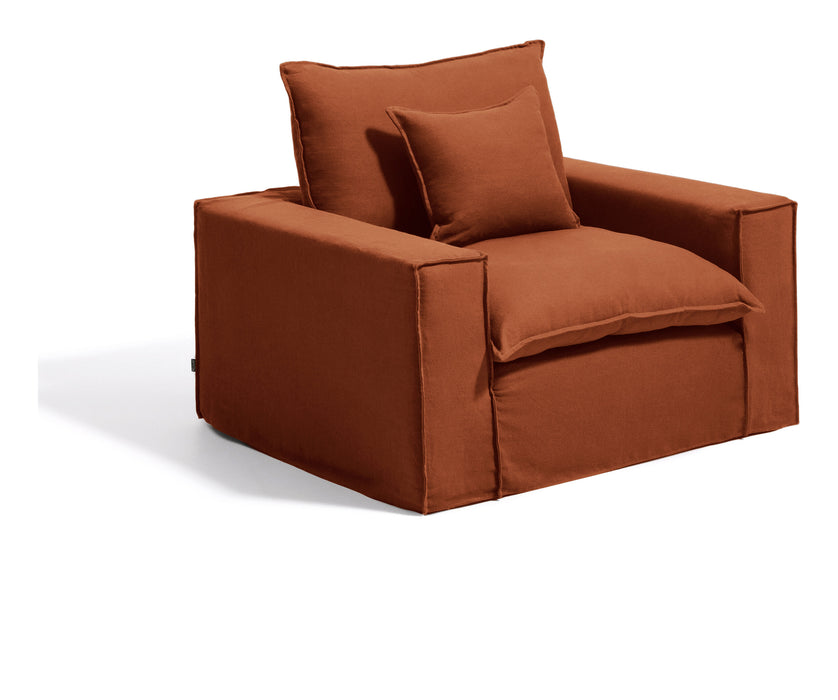 Kave Home Fauteuil Anarela Linnen, 130cm - Terracotta