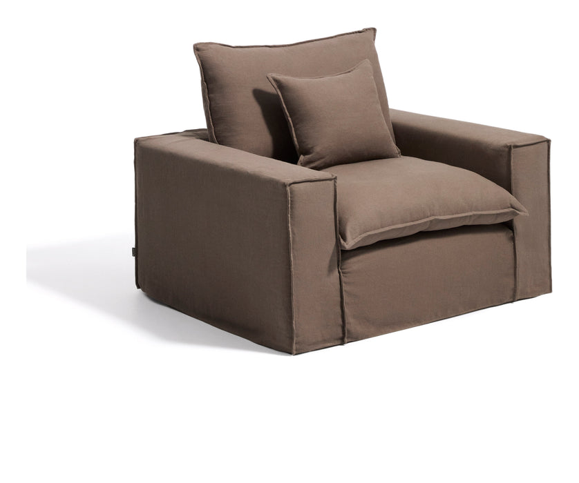 Kave Home Fauteuil Anarela Linnen, 130cm - Taupe