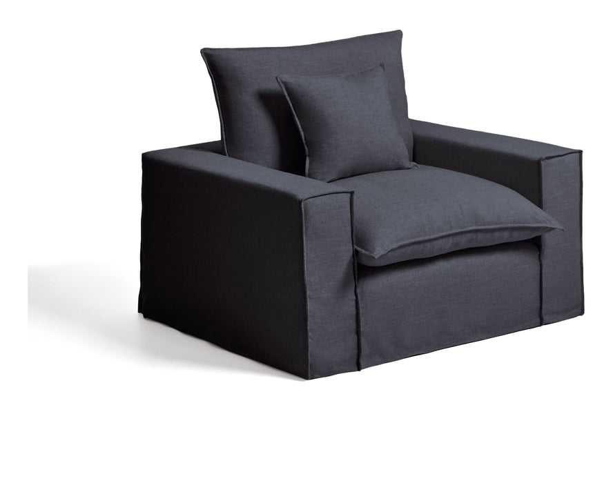 Kave Home Fauteuil Anarela 130cm, Linnen - Donkergrijs