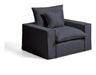 Kave Home Fauteuil Anarela 130cm, Linnen - Donkergrijs