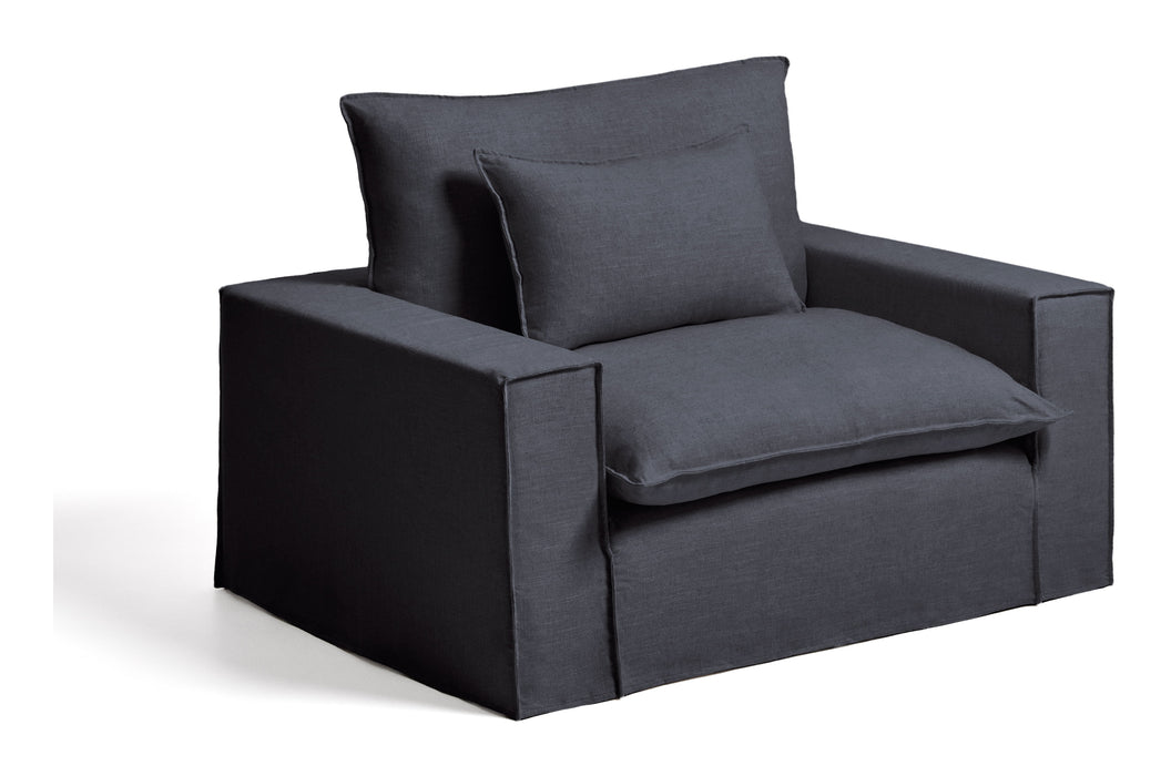 Kave Home Fauteuil Anarela Linnen, 150cm - Donkergrijs