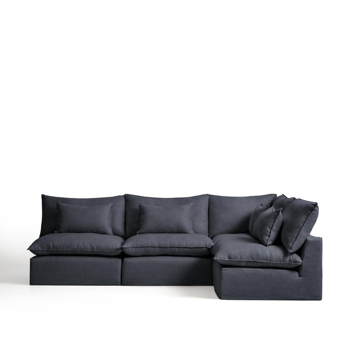Kave Home 6-zits Hoekbank Anarela Rechts, Linnen, 327cm - Donkergrijs