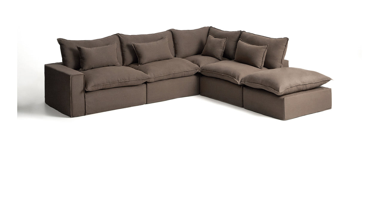 Kave Home 6-zits Hoekbank Anarela 347cm, Linnen - Taupe