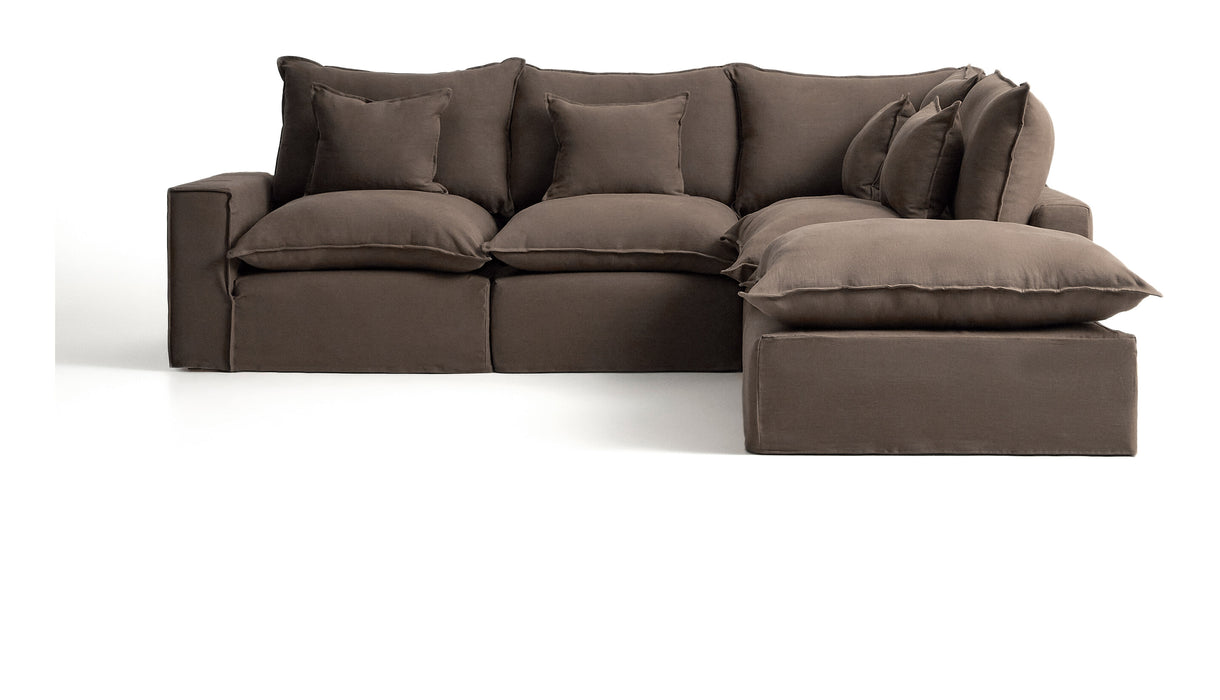 Kave Home 4-zits Hoekbank Anarela 307cm, Linnen - Taupe