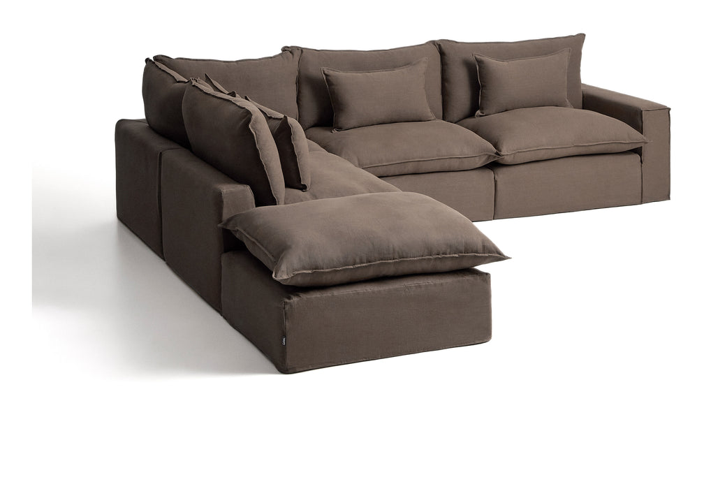 Kave Home 6-zits Hoekbank Anarela 307cm, Linnen - Taupe