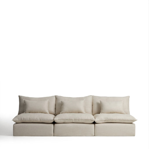 Kave Home 5-zits Bank Anarela Linnen, 330cm - Beige - ThatLyfeStyle