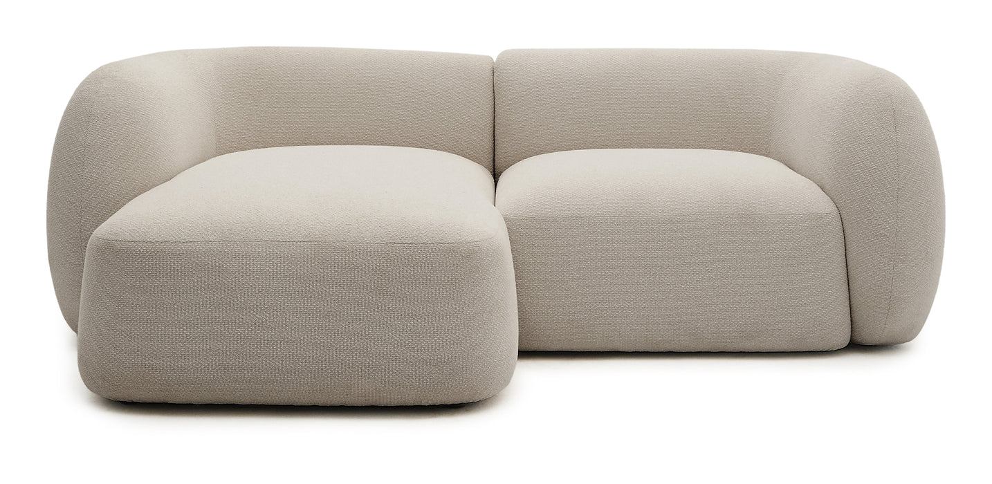 Kave Home Organische Loungebank Martina Links, 230cm, Chenille - Steengrijs
