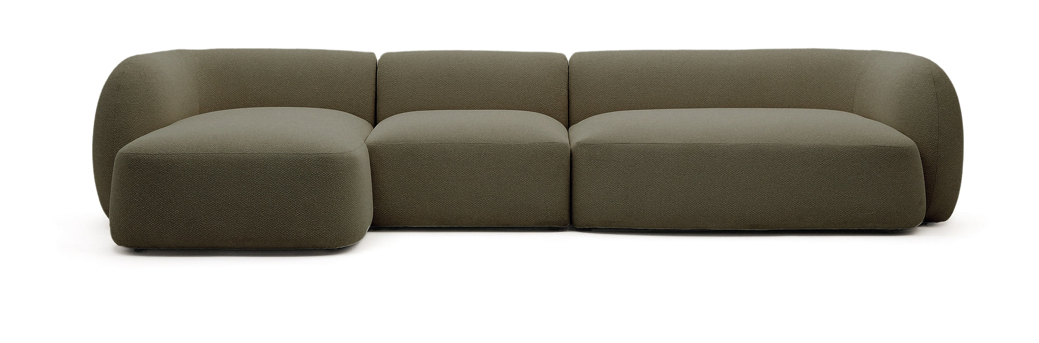 Kave Home Organische Loungebank Martina Links, 377cm, Chenille - Groen