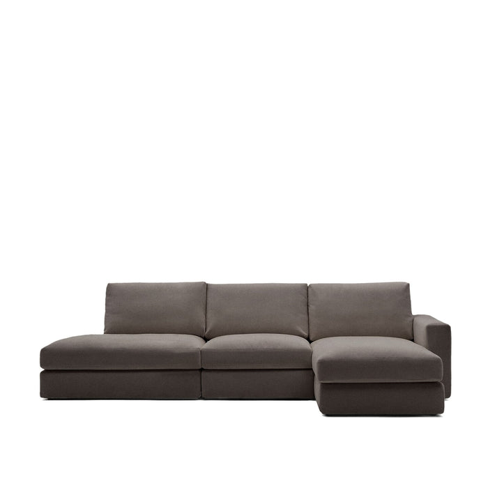 Kave Home 5-zits Loungebank Alea Rechts - Donkerbruin