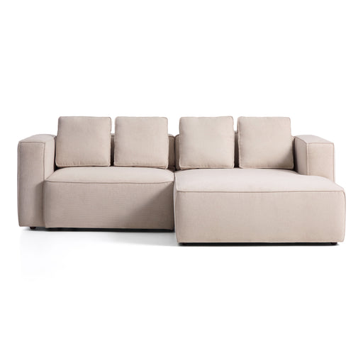 Kave Home Slaapbank Marela Rechts, Structuurstof, 236cm - Beige