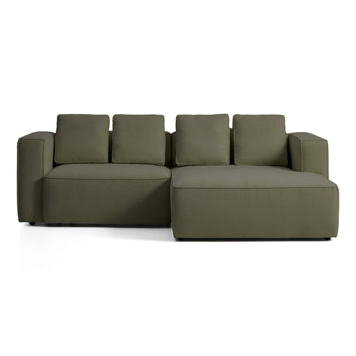 Kave Home Slaapbank Marela Rechts, Structuurstof, 236cm - Groen