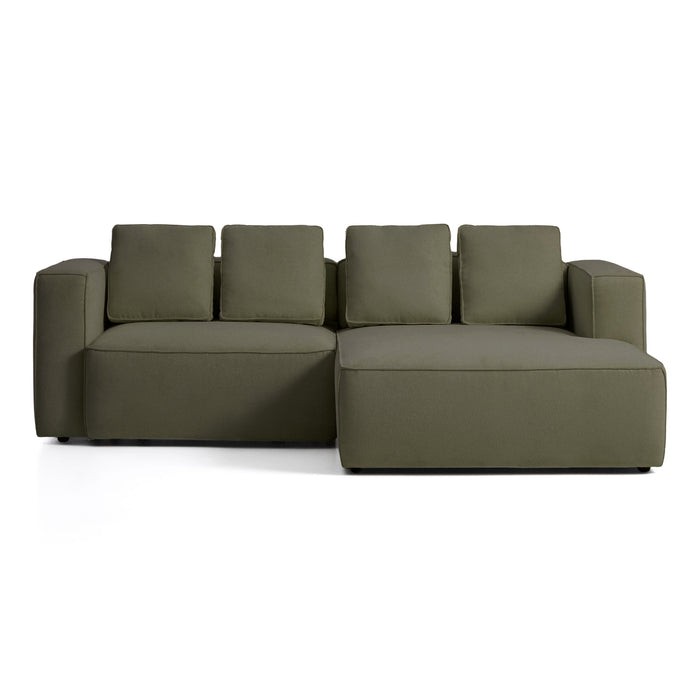 Kave Home Slaapbank Marela Rechts, Structuurstof, 236cm - Groen