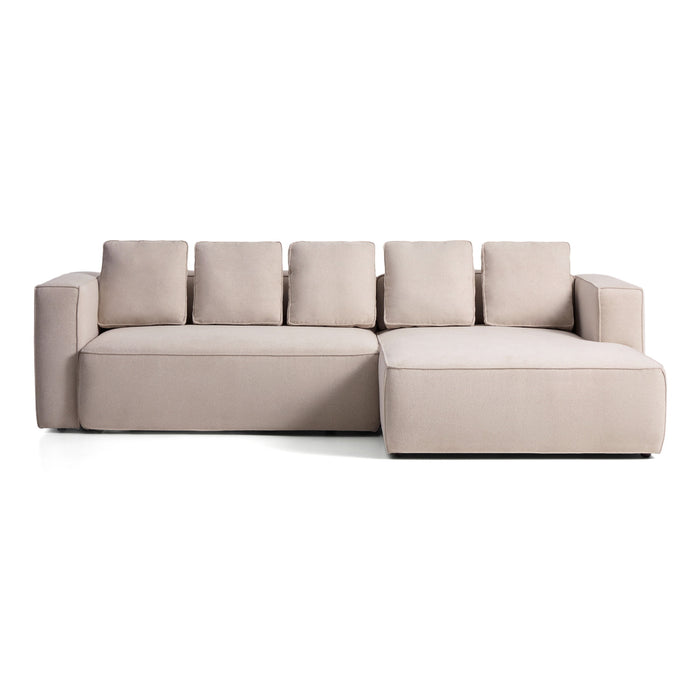 Kave Home Slaapbank Marela Rechts, Structuurstof, 276cm - Beige