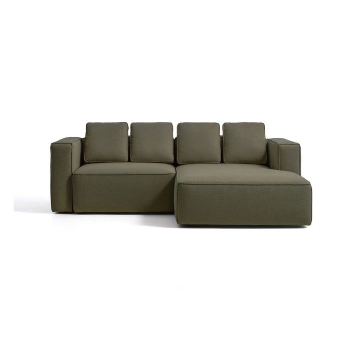 Kave Home Slaapbank Marela Rechts, Structuurstof, 236cm - Groen