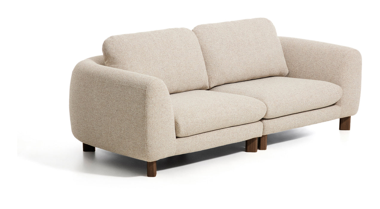 Kave Home 3-zits Bank Vera 230cm, Structuurstof en bruine poten - Beige
