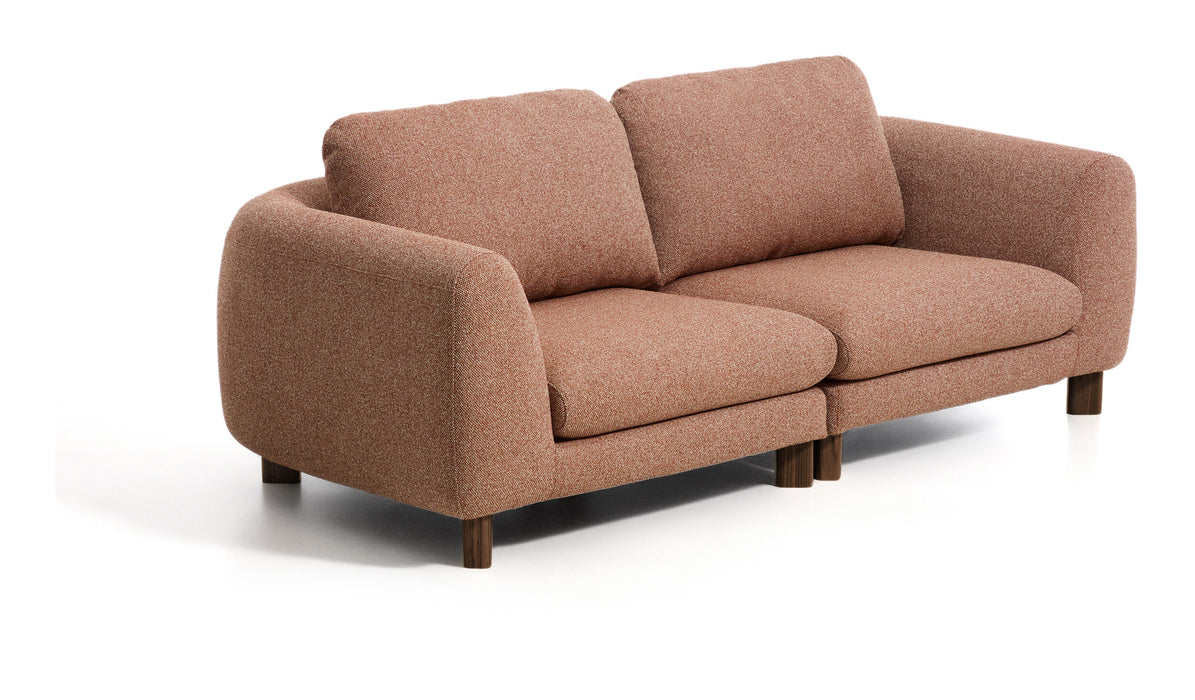 Kave Home 3-zits Bank Vera 230cm, Structuurstof en bruine poten - Terracotta