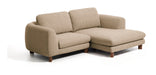 Kave Home 3-zits Loungebank Vera Rechts, 232cm, Structuurstof en bruine poten - Lichtbruin