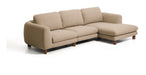 Kave Home 4-zits Loungebank Vera Rechts, 322cm, Structuurstof en bruine poten - Lichtbruin