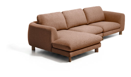 Kave Home 3-zits Hoekbank Vera Links, 232cm, Structuurstof en bruine poten - Terracotta