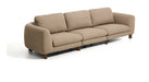 Kave Home 4-zits Bank Vera 320cm, Structuurstof en bruine poten - Lichtbruin