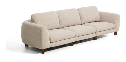 Kave Home 4-zits Bank Vera 320cm, Structuurstof en bruine poten - Beige