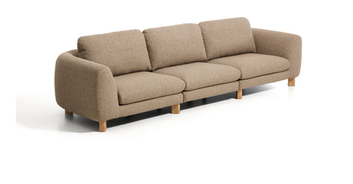 Kave Home 4-zits Bank Vera 320cm, Structuurstof en naturel poten - Lichtbruin