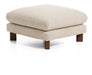 Kave Home Poef Vera Structuurstof en bruin hout, 80 x 80cm - Beige
