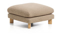 Kave Home Poef Vera Structuurstof en naturel hout, 80 x 80cm - Lichtbruin