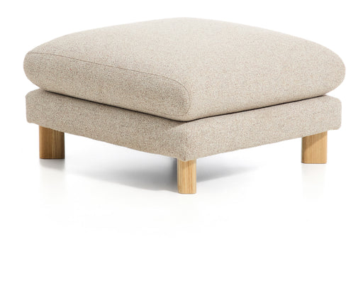 Kave Home Poef Vera Structuurstof en naturel hout, 80 x 80cm - Beige