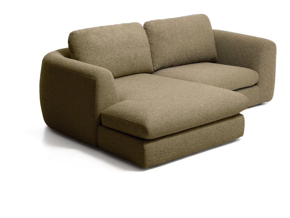 Kave Home Loungebank Vera Links, 232cm, Structuurstof - Olijfgroen