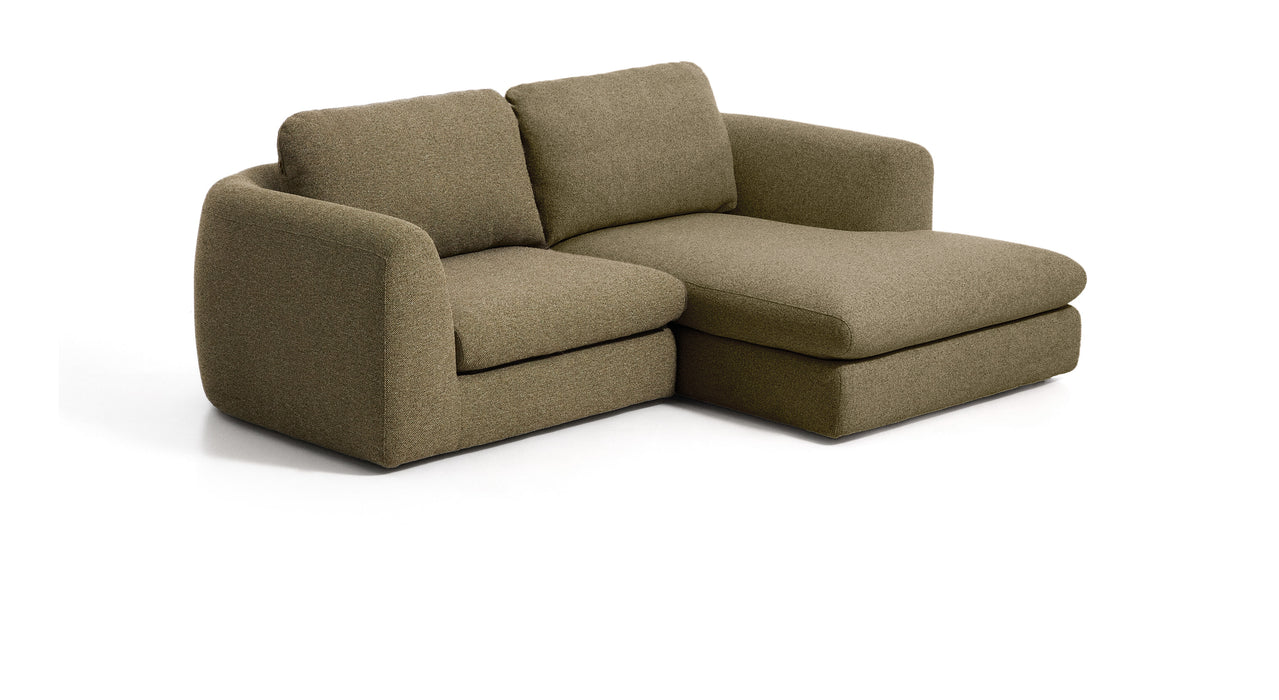 Kave Home Loungebank Vera Rechts, 232cm, Structuurstof - Olijfgroen