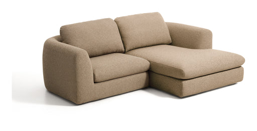Kave Home Loungebank Vera Rechts, 232cm, Structuurstof - Lichtbruin