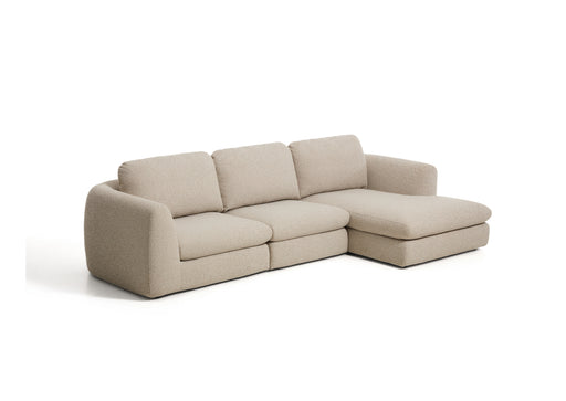 Kave Home Loungebank Vera Rechts, 322cm, Structuurstof - Beige