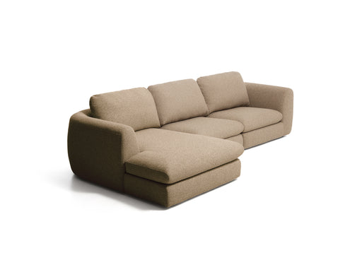 Kave Home Loungebank Vera Links, 322cm, Structuurstof - Lichtbruin