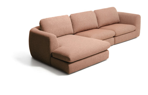 Kave Home Loungebank Vera Links, 322cm, Structuurstof - Terracotta