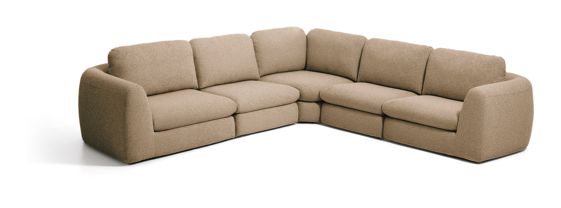 Kave Home Hoekbank Vera 330cm, Structuurstof - Lichtbruin